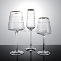 Clear Horizontal Stripes Design Glass wine glass